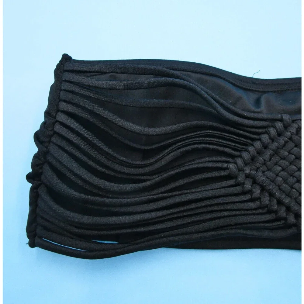 Victorias Secret Medium Black Bikini Top Padded Bandeau Strapless Swimwear Beach